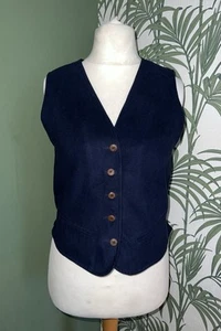 LizSport Claiborne navy Vest Waistcoat Women’s Size S UK 12 Vintage 90s - Picture 1 of 5