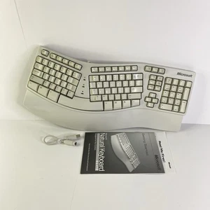 Microsoft Keyboard Elite X03-51763 Natural PS2 USB Wired Ergonomic With Manual - Picture 1 of 18