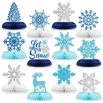 12 шт. центральные элементы для столов в виде снежинок сот, украшение Winter Wonderland... - Изображение 1 из 4