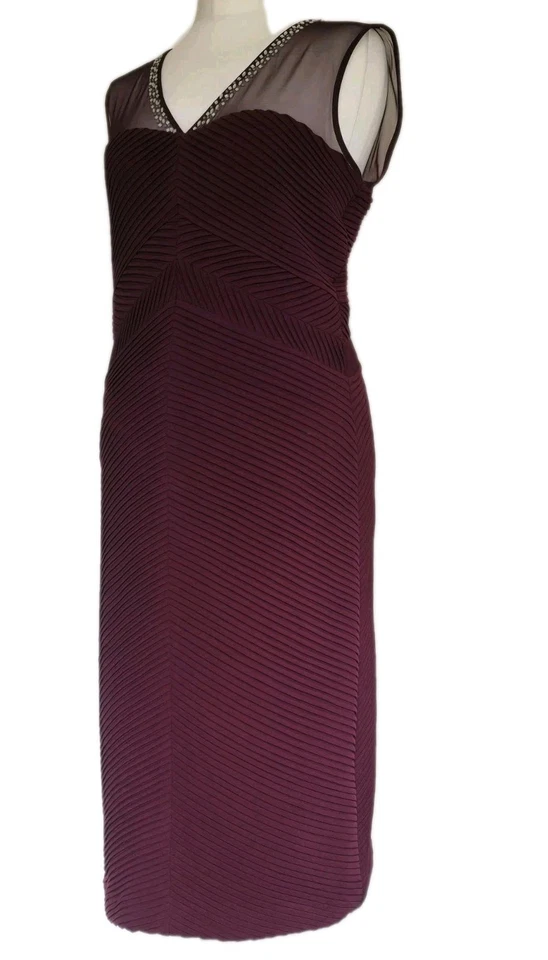 Andrew Marc Women's Size 10 Burgundy Dress Polyester Spandex V-NECK Sleeveless   — 第 1/4 张图片