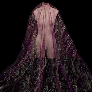 Tela de lentejuelas de malla en polvo dorado hágalo usted mismo costura para vestido boda artesanía 100*150 cm ribete - Imagen 1 de 15