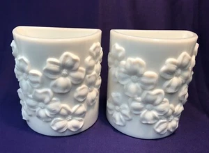 Sujetos raros vintage de vidrio de leche con flor de cornejo Colony Glass Co década de 1940 - Imagen 1 de 8