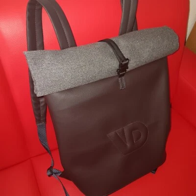 Rucksack rolltop handmade in D aus Kunstleder / Stoff Maße ca. 40x30x15 cm - Bild 1 von 4