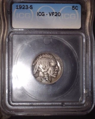 1923-S Buffalo Nickel, ICG VF20, Tough Date, Issue Free - Image 1 of 2