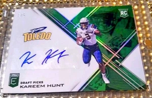 #d 1/5 AUTO 1/1 1st PRINT 2017 Elite Draft Kareem Hunt EMERALD💚 Chiefs - Picture 1 of 9
