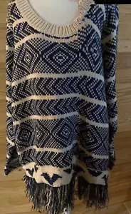 Übergröße 2X Pullover Nordic Sweater mit Fransen von Seventh Avenue Neu - Bild 1 von 4