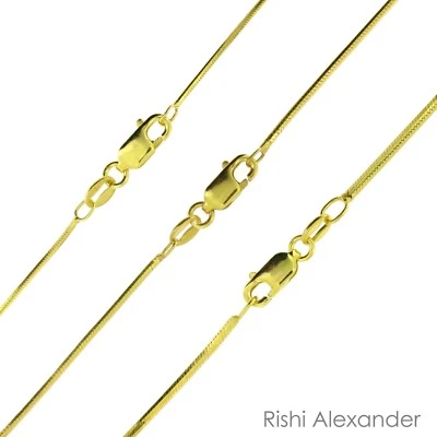925 Sterling Silver Gold-Plated Diamond Cut Snake Chain Necklace All Sizes - Image 1 of 4