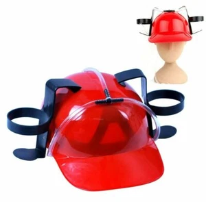 Red Beer Can Drinking Hat Christmas Gift Soda Helmet UK Secret Santa Stag Hen - Picture 1 of 1