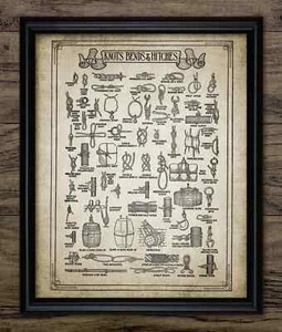 Knoten Druck, Antik Angeln Segeln Klettern Makramee Wandbild - Bild 1 von 1