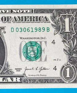 March 6, 1989 / 3 June 1989 : D 03061989 B BIRTHDAY Note $1 One Dollar Bill*UNC* - Picture 1 of 3