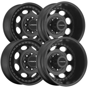 (Set-4) Vision 181Z Hauler Dually 17x6.5 8x6.5 -143mm Matte Black Wheels 17 - Picture 1 of 1