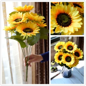 Artificial Large Sunflowers Bouquet Fake Silk Flowers Home Office Party Decor - Picture 1 of 11