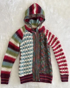 Desigual Girls Size 11/12 Kids Colorful Striped Cable Knit Zip Sweater Authentic - Picture 1 of 12