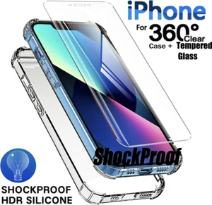 Tempered Glass Screen Protector & Case For iPhone 7 8 XR XS 11 13 PRO MAX 12 PRO - Picture 1 of 5