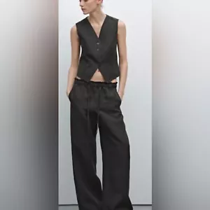 NWT Zara button down vest waistcoat. Minimalistic 90’s Y2K size S whimsigoth - Picture 1 of 8