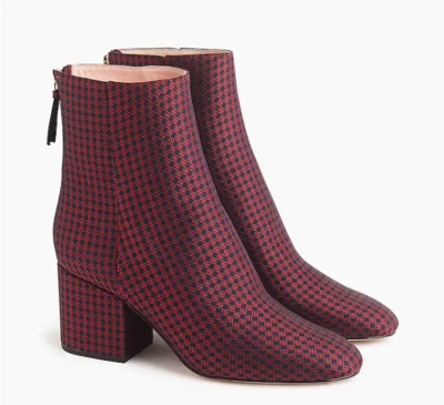 NUEVO EN CAJA NUEVO J.CREW Hecho Rachel Sadie Botines Seda Corbata Estampado Comey Ribete Bien 6.5 Foto 1 de 3