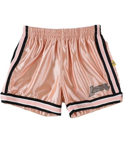 Mitchell & Ness Womens NBA Team Athletic Workout Shorts, Pink, X-Small Cover