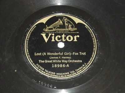 GREAT WHITE WAY ORCHESTRA-Lost (A Wonderful Girl) (1922) VICTOR 10" 78 RPM - Image 1 of 3