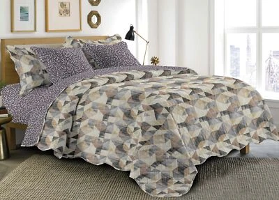 5Pcs Quilt Bed Cover Set Reversible Premium Soft Bedspread Coverlet Bedding Set - Image 1 of 3