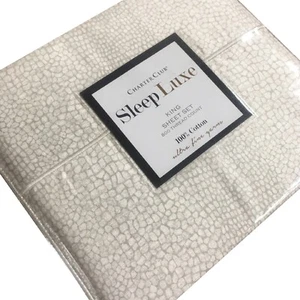 new 4-pc PEBBLE PRINT Charter Club Sleep Luxe 800 TC 100% Cotton KING Sheet Set - Picture 1 of 12