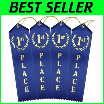 All-Purpose 1st Place Award Ribbons - 100 Biodegradable Blue Satin Ribbons - Image 1 of 3