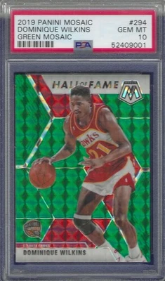 2019 PANINI МОЗАИКА ЗАЛ СЛАВЫ ЗЕЛЕНАЯ МОЗАИКА NO294 ДОМИНИК УИЛКИНС PSA 10 - Изображение 1 из 2