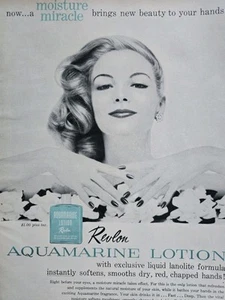 Loción milagrosa hidratante aguamarina Revlon 1956 anuncio cosmético vintage - Imagen 1 de 1