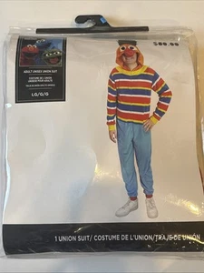 Sesame Street Sleepwear Adult Ernie Costume Pajamas Size Large One Piece Zip Up - Picture 1 of 4