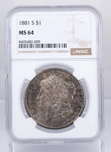 Certified 1881-S Morgan Silver Dollar NGC MS64 Original Toning $1 - Picture 1 of 4