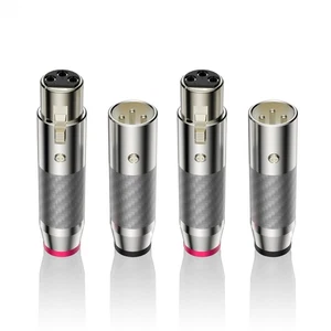 2paar XLR Adapter Kohlefaser Gehäuse HiFi Audiokabel Rhodiniert XLR Stecker - Bild 1 von 9
