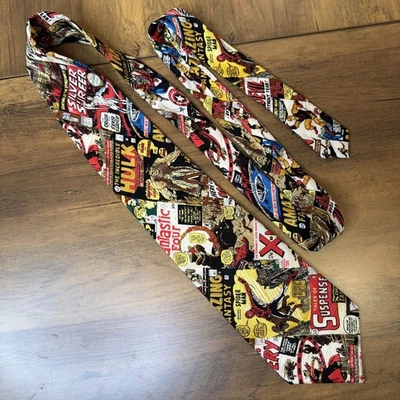 Vtg Marvel Tie Comic Strip Superhero Spider Man Hulk Fantastic Four X-Men 1996 - Image 1 of 4