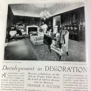 NYC Interior Decoration Art Print Article 1924 Original Rare Antique Fulton Furn - Picture 1 of 14