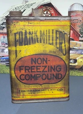 Raro Frank Miller's Anticongelante No Congelante Lata 1 Galón Coche Antiguo Garaje Rat Rod Foto 1 de 4