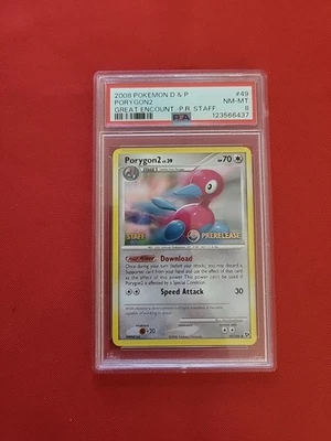 Pokemon: STAFF PRERELEASE Porygon2 #49/106 Holo Rare Pokémon D & P 2008 - PSA 8 - Image 1 of 4
