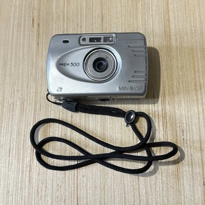 Minolta Vectis 300 APS Film Camera“UNTESTED” Silver Turns On Buy-As Is Read Blw - Image 1 of 4