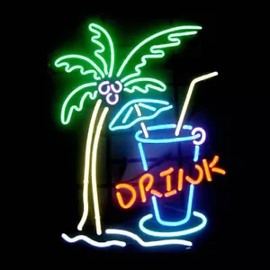 Beer Drink Coconut Tree Cocktails Neon Light Sign 24"x20" Lamp Wall Decor Bar - Picture 1 of 2