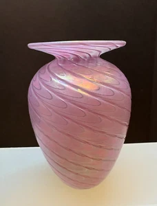 Beautiful 1990 Glass Eye Studio Pink Iridescent Vase Mount St. Helen Ash 4" Tall - Picture 1 of 17