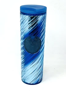Starbucks Coffee Travel Tumbler Blue Ribbon Icicle Chrome Metallic Swirl 2022 - Foto 1 di 20