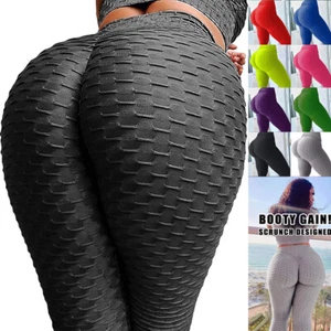 Women High Waist TikTok Leggings Ruched Anti-Cellulite Yoga Pants Fitness Gym R7 - Picture 1 of 187