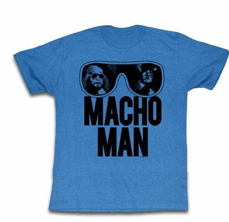 Adulto WWE World Wrestling Entertainment Macho Hombre Gafas Azul Real Camiseta Camiseta Foto 1 de 1