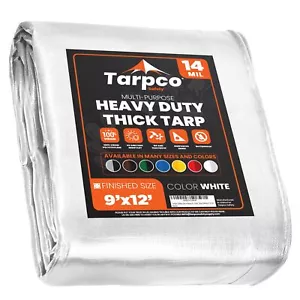 Tarpco Safety Extra Heavy Duty 14 Mil Tarp Cover Waterproof UV Resistant Rip and - Picture 1 of 6