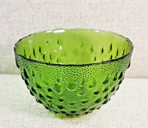 Vintage Clear Glass Green Decorative Bowl. Hobnail Pattern. Candy/Trinkets/Coins - Picture 1 of 6