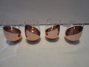 Barware stiellose Weingläser verkupfert schräg Set - 4 Neu aus altem Lagerbestand 12-20 Unzen - Bild 1 von 11
