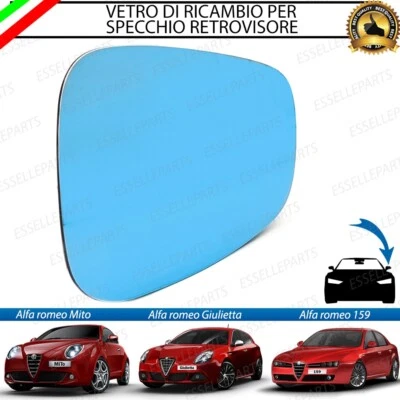 SPECCHIETTO ALFA GIULIETTA MITO 159 VETRO SPECCHIO RETROVISORE SINISTRO TERMICO