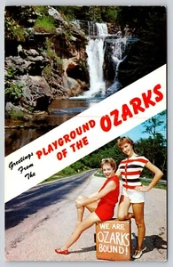 Postcard Greetings from the Playground of the Ozarks Pin Ups Bathing Beauties - Picture 1 of 2
