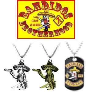 Collana metallo messicano ciondolo motociclista fuorilegge BANDIDOS moto club M - Foto 1 di 28