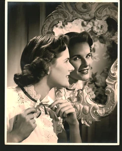 Mona Freeman Publicity Photo White Blouse Tie Mirror BIG 11x14 REAL PHOTO 1950s - Picture 1 of 1