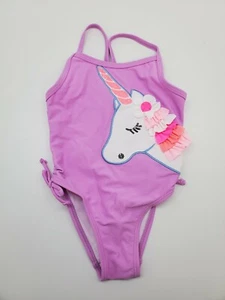 New FLAPDOODLES Toddler Girls Size 2T One-Piece Violet Unicorn Bathing Swim Suit - Picture 1 of 4