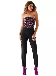 GUESS Mujer Encaje Cuello Escotado Rosa Mono Estampado en Negro Talla 4 - Imagen 1 de 2