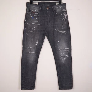 Diesel Herren Jeans grau D-VIDER Button Fly Distressed bemalt Karotte W32 L30 - Bild 1 von 16